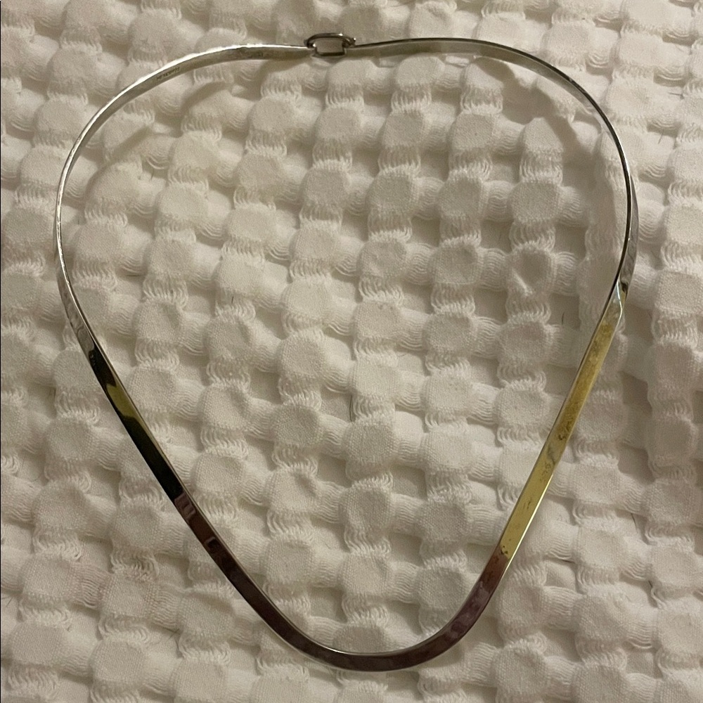 Vintage Modernist Mexico Sterling Silver Choker Collar Necklace W/Clasp z13